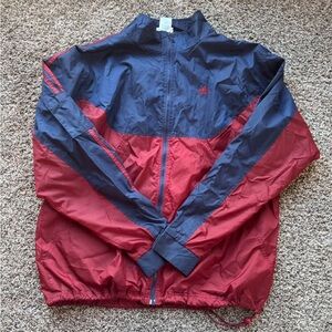 adidas Men's Navy and Red Colorblock Windbreaker Jacket